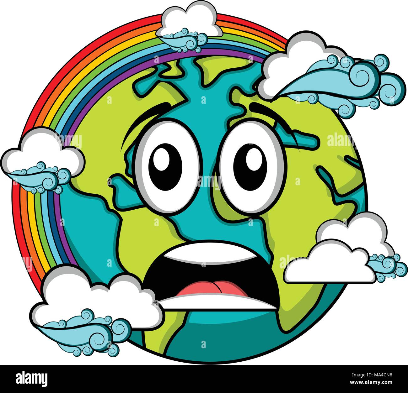 Sad earth emote. Earth day Stock Vector