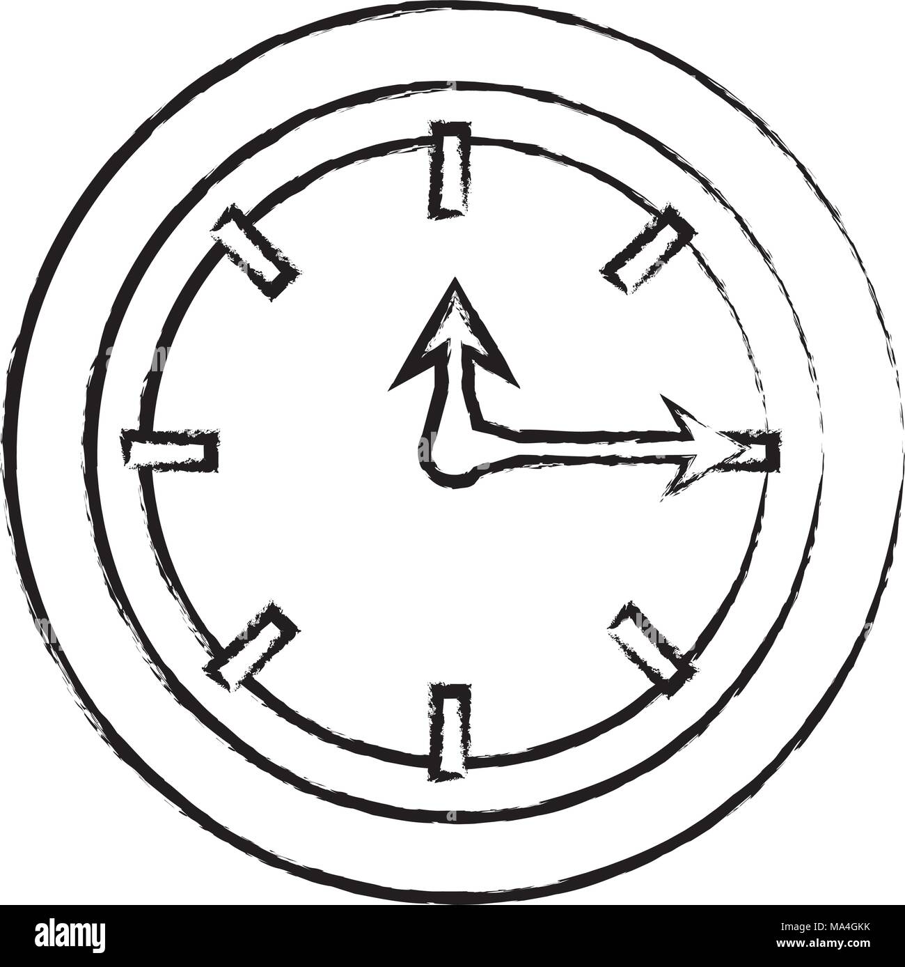 sketch of wall clock icon over white background, vector illustration