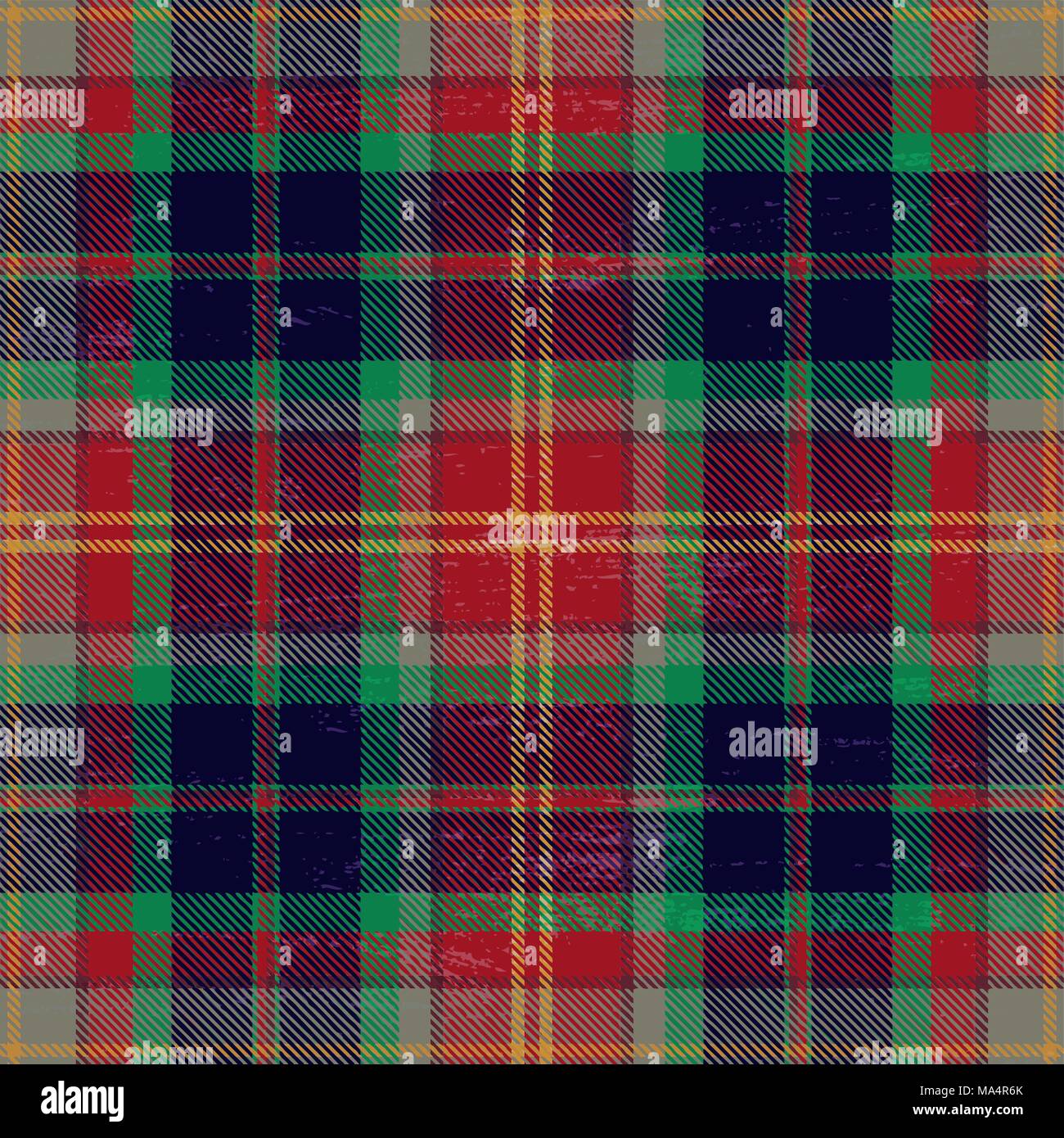 Grunge tartan pattern background. Stock Vector