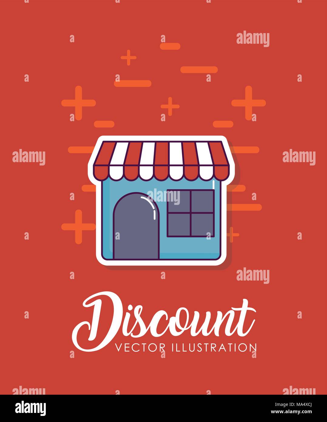 Discount design with store icon over red background, colorful design