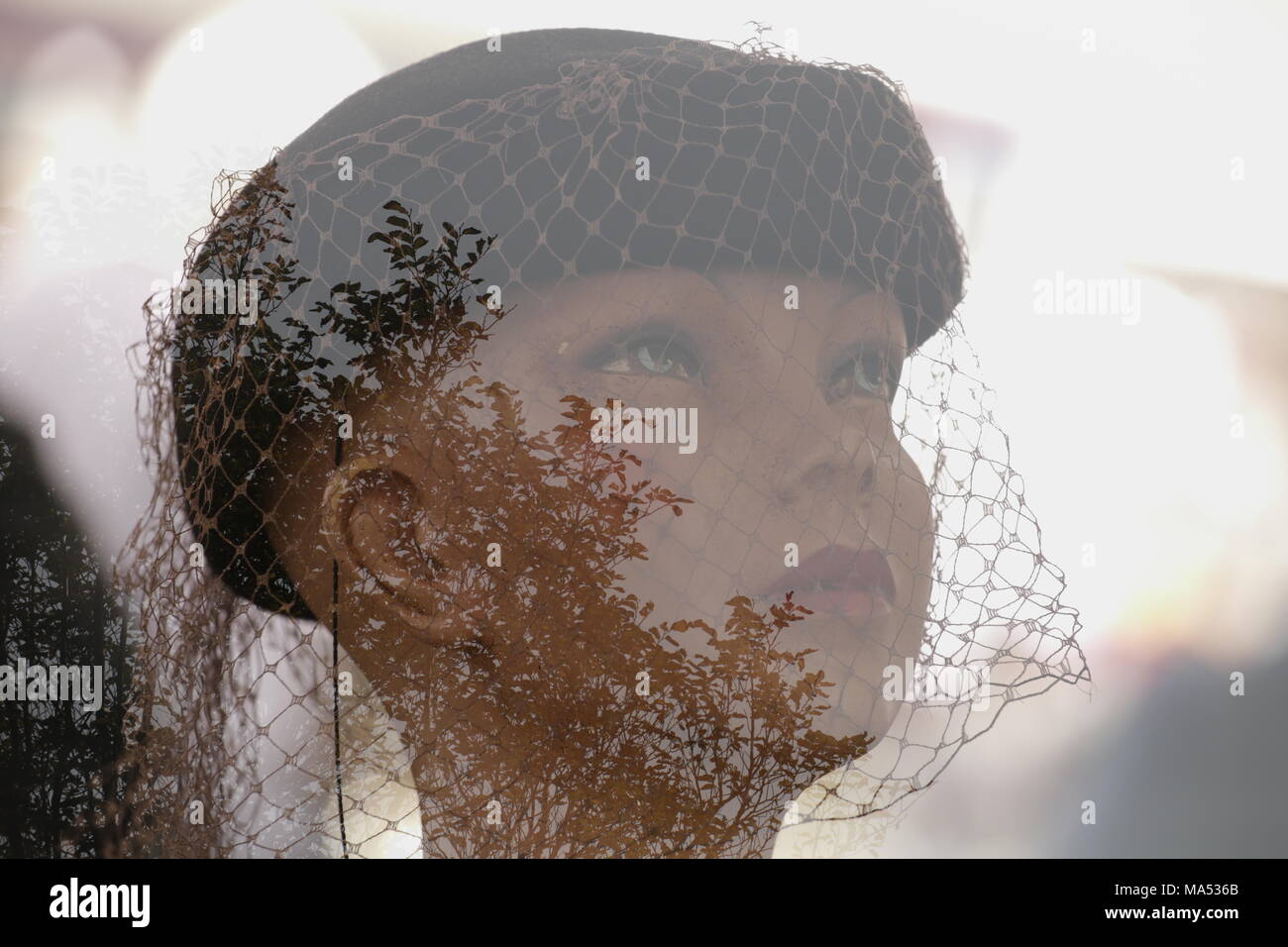 Face leaves double exposure hi-res stock photography and images - Alamy