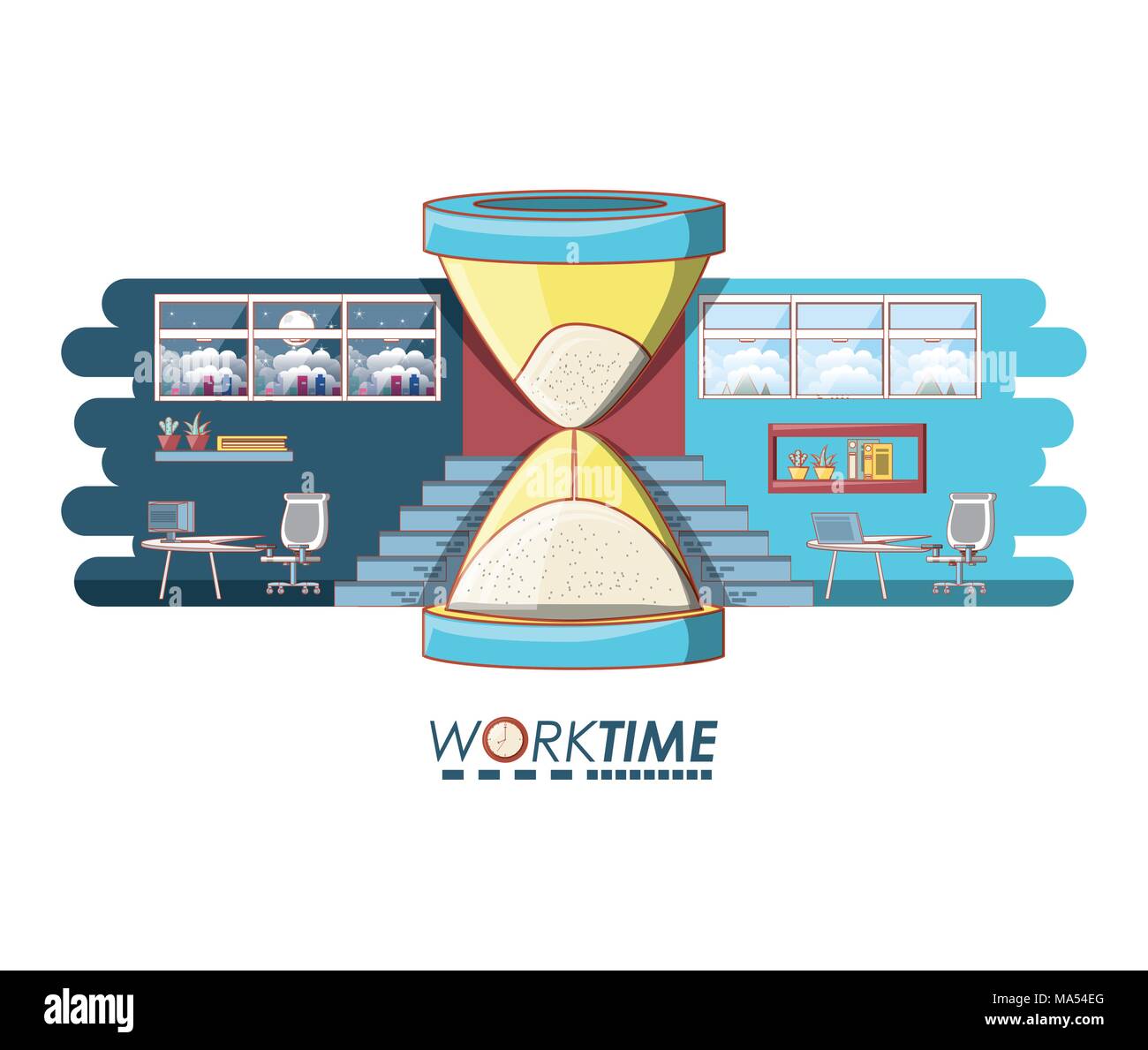 work time elements icons vector illustration design Stock Vector Image ...
