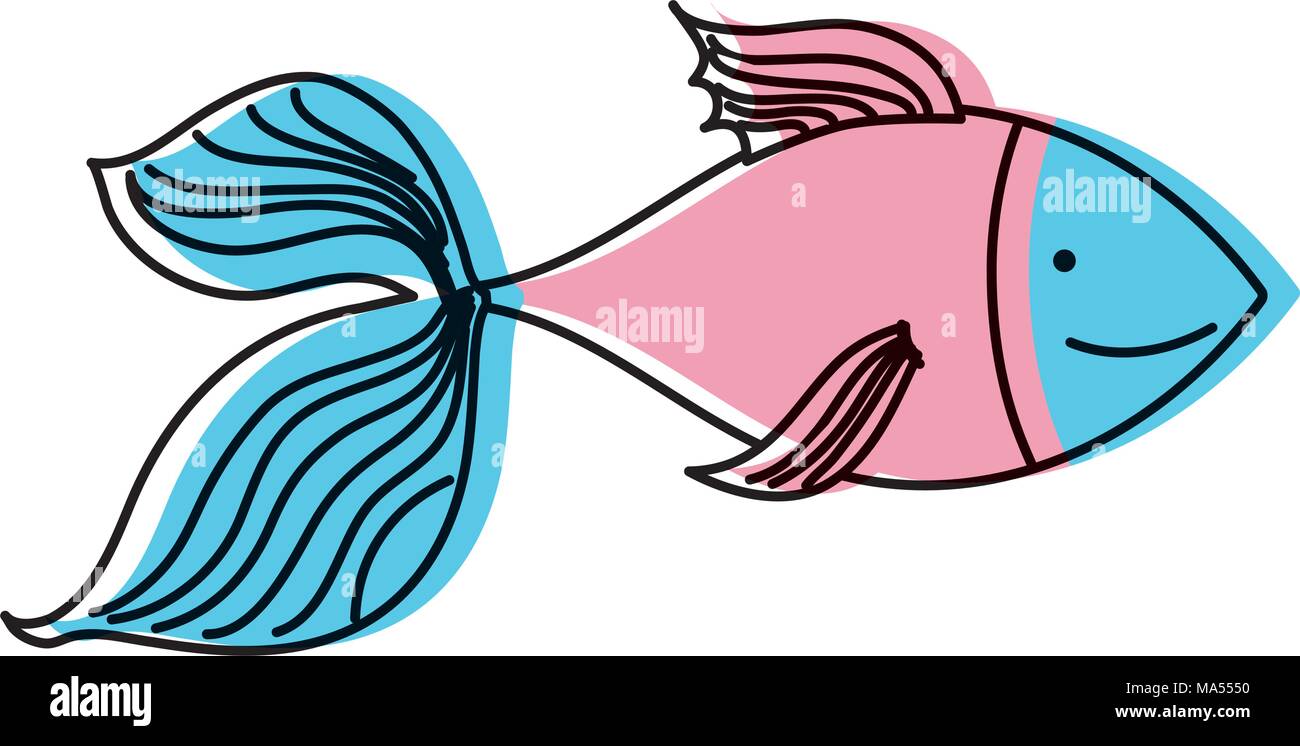 moved color nature fish animal in the sea water vector illustration ...