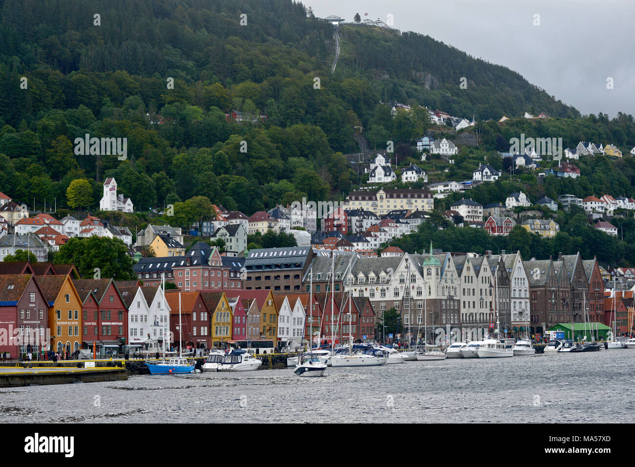 Bergen harbor and Bryggen street, Norway Stock Photo