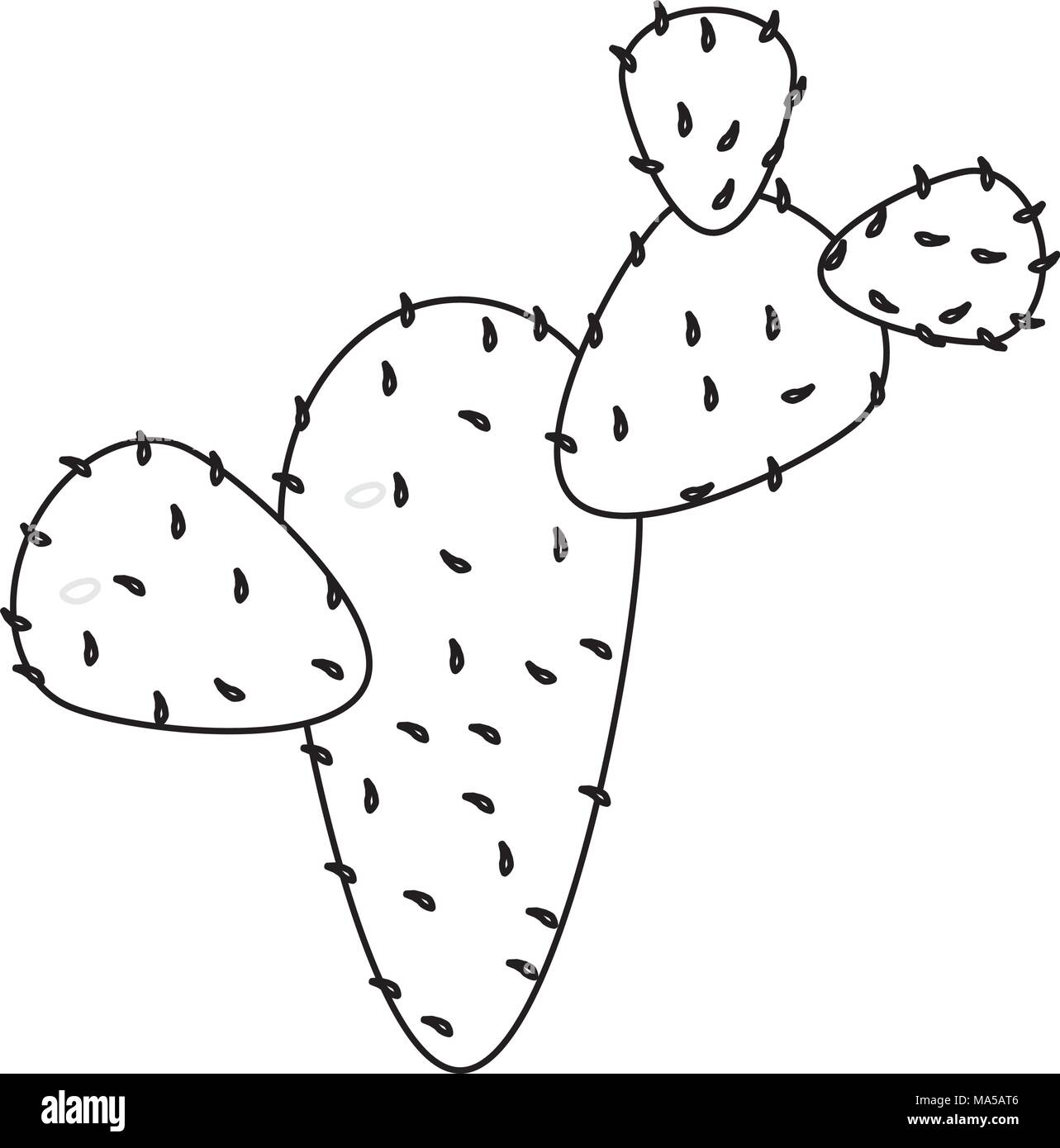 line tropical cactus plant design in the desert Stock Vector Image ...