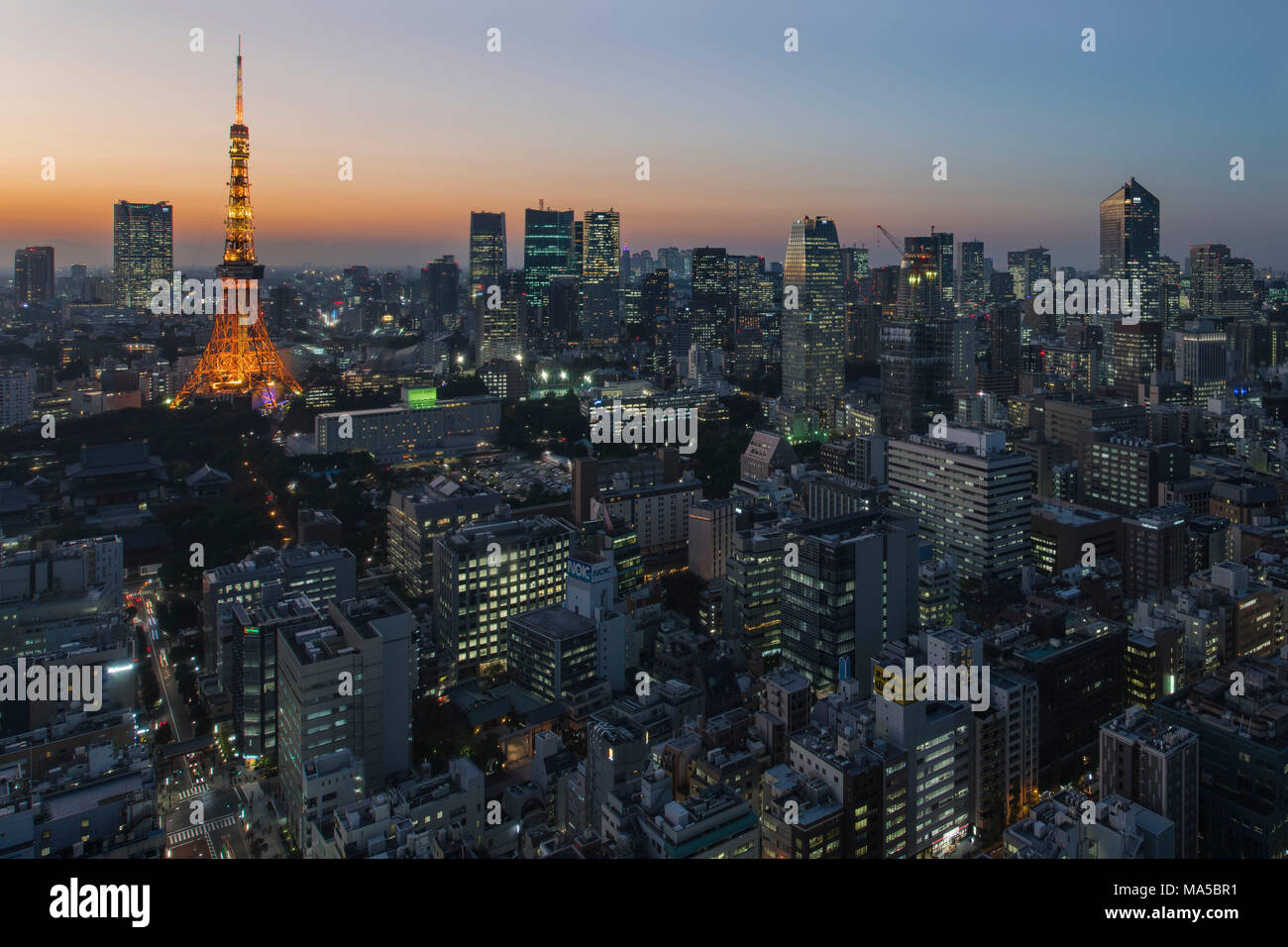 Asia, Japan, Nihon, Nippon, Tokyo, city overview, Hamamatsucho stadium, view from Tokyo World Trade Center Stock Photo