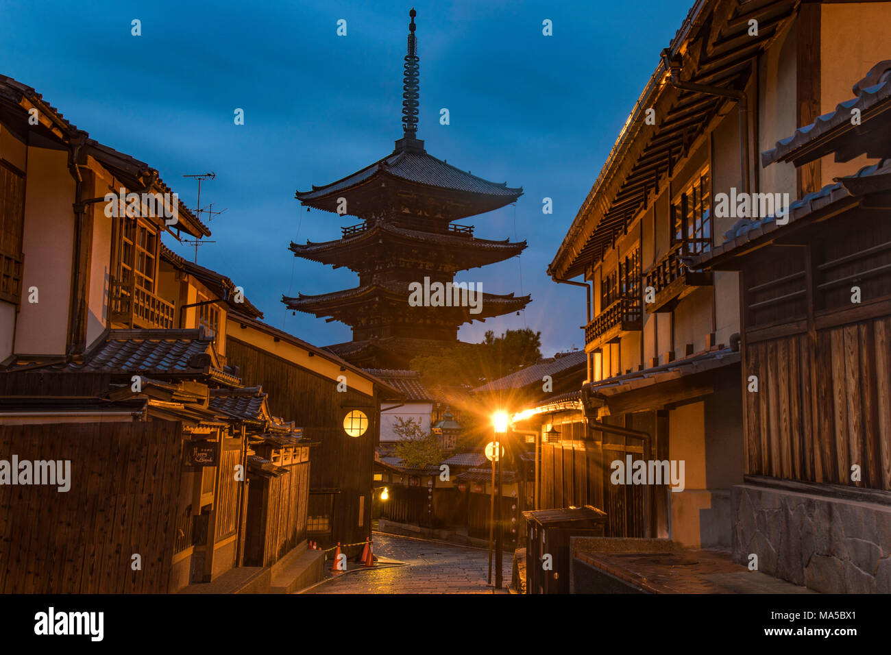 Asia, Japan, Nihon, Nippon, Kita, Kita-ku Kyoto, Old Town at night Stock Photo