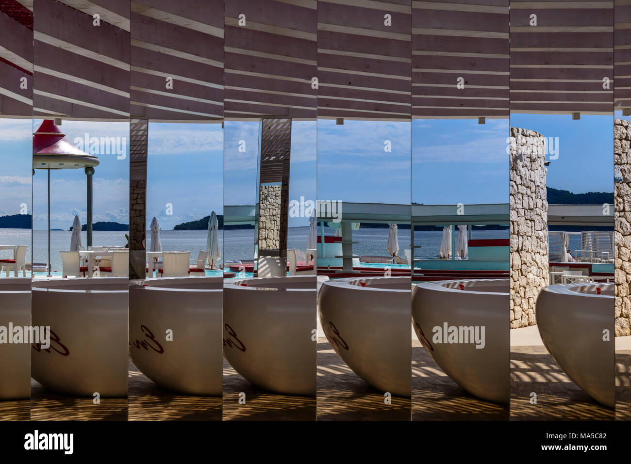 Croatia, Dalmatia, Sibenik, Solaris Beach Resort, En Vogue Beach Club, Hall of Mirrors Stock Photo