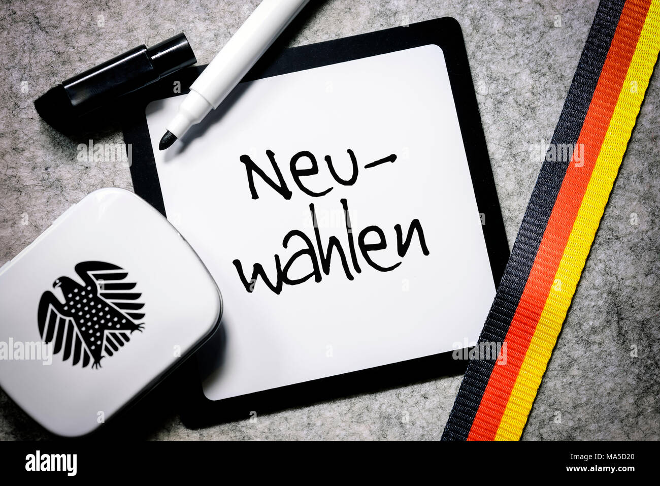 Writing board, letters 'Neuwahlen', failure of the Jamaican talks Stock Photo
