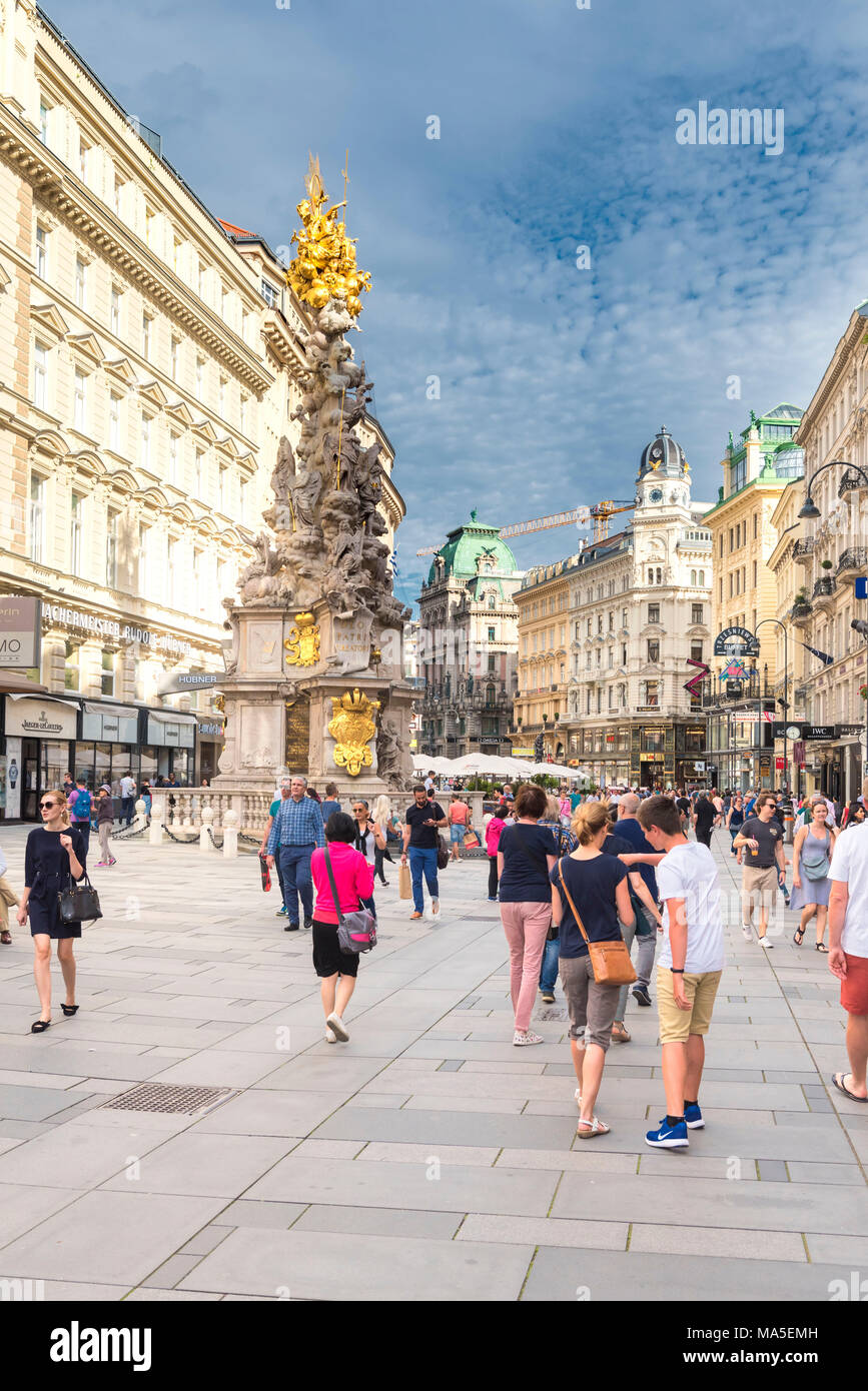 Vienna, Austria, Europe. The Pestsäule (Plague Column) located on the Graben Stock Photo