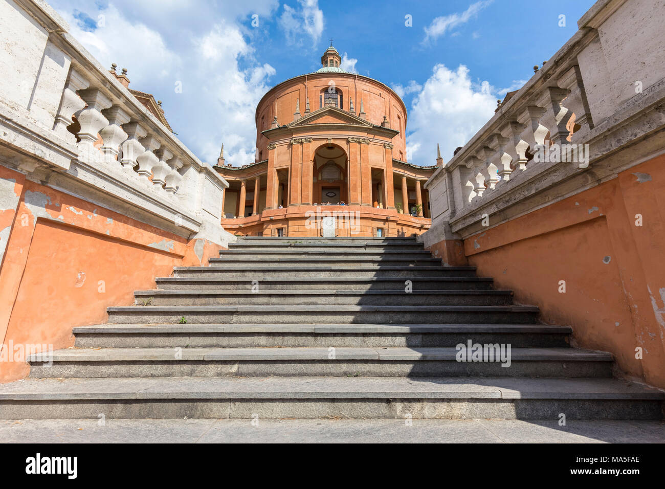 Staircase of the Santuario della Beata Vergine di San Luca. Bologna, Emilia Romagna, Italy. Stock Photo