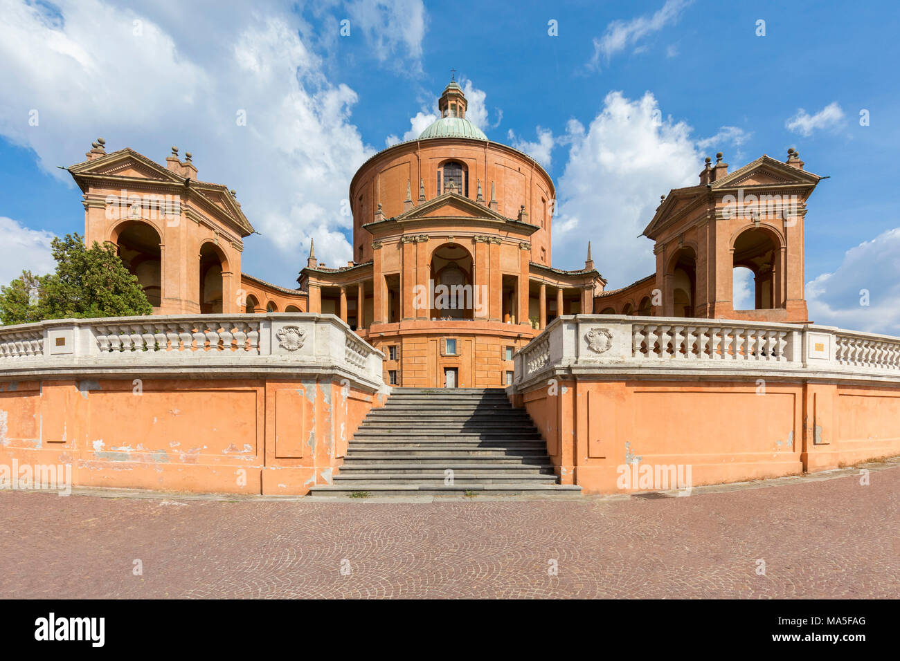 Staircase of the Santuario della Beata Vergine di San Luca. Bologna, Emilia Romagna, Italy. Stock Photo