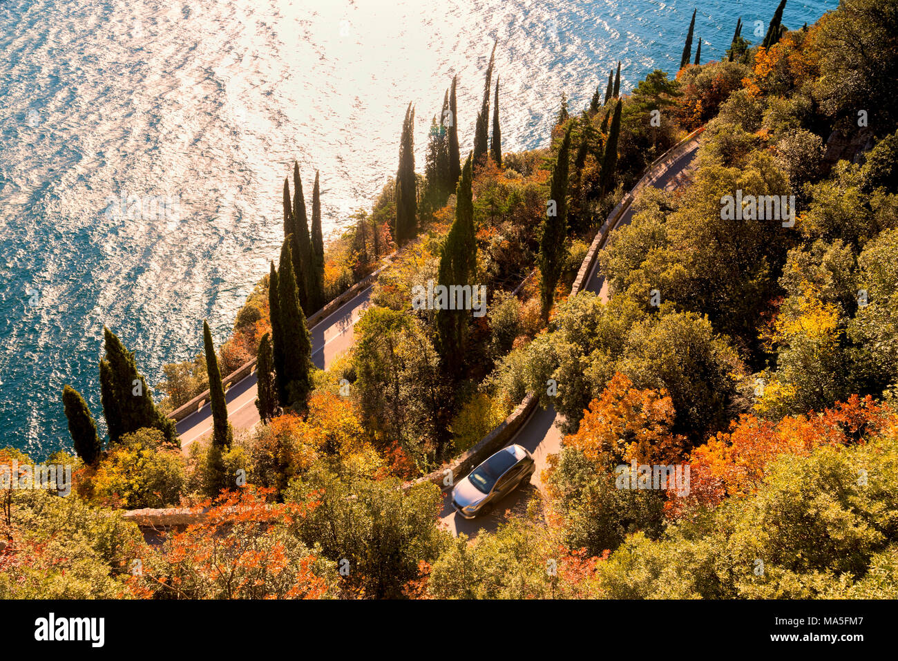 Gardesana Occidentale scenic route, Lake Garda, province of Brescia, Lombardy, Italy Stock Photo