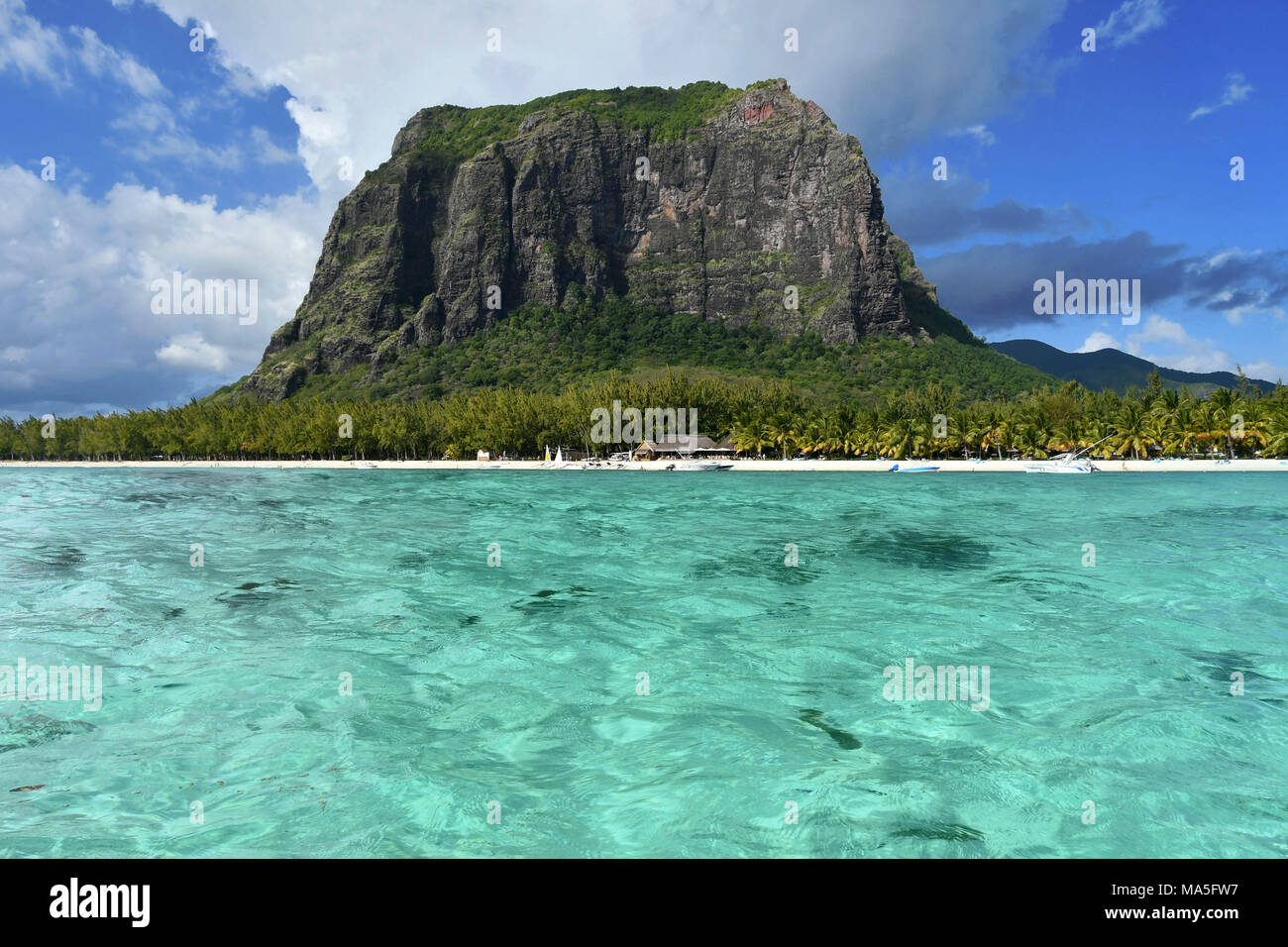 Crystalline sea of a Paradise beach,Le Morne,Mauritius,(Mauritian) Stock Photo