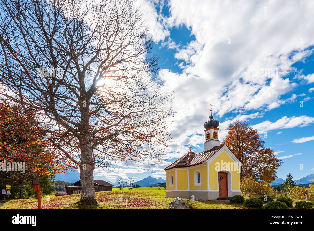 Chapel of Mary Rast to Krun Europe, Germany, Bavaria, Krun, Mittenwald, Barmsee Stock Photo