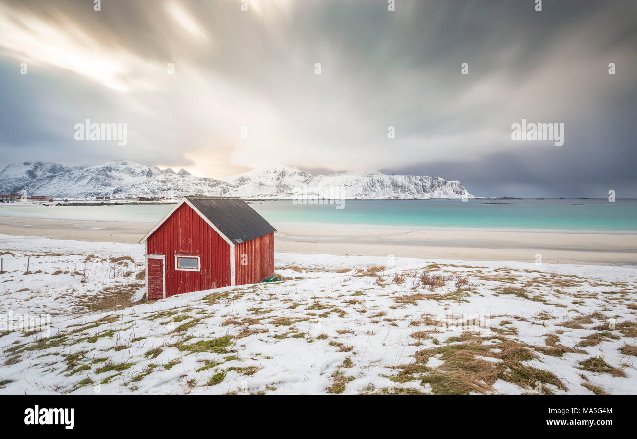 The Flakstad beach, Ramberg, Lofoten Islands, Norway Stock Photo
