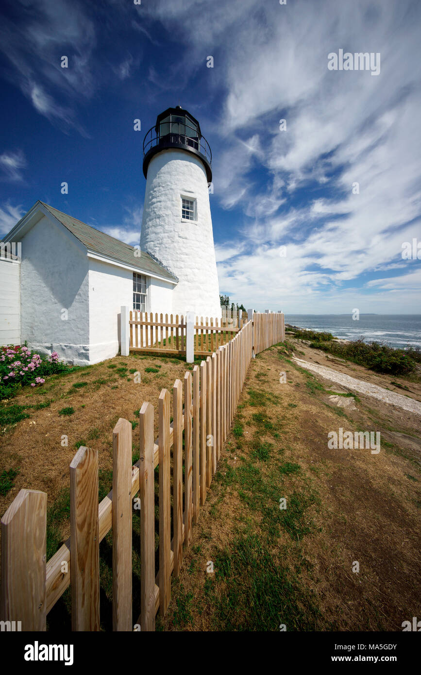 Permaquid Point Lighthouse, Bristol, Lincoln County, Maine, USA Stock Photo