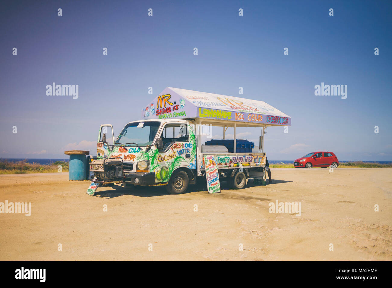 beverages and food truck in oranjestad, aruba in california lighthouse Stock Photo