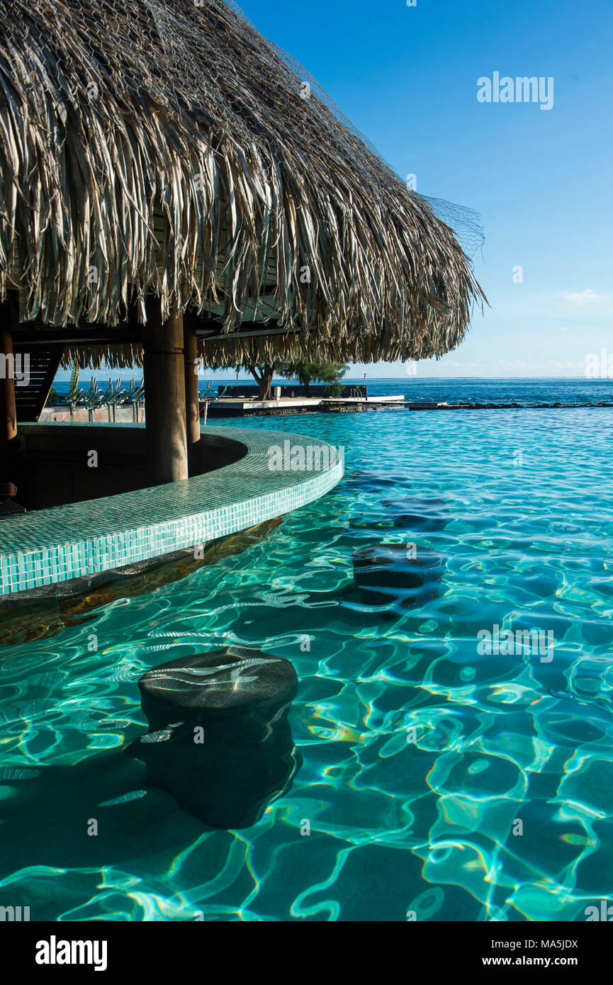 Pool bar of a luxury hotel in Papeete, Tahiti, French Polynesia Stock Photo