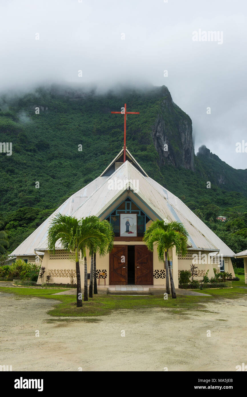 Local church, Bora Bora, French Polynesia Stock Photo