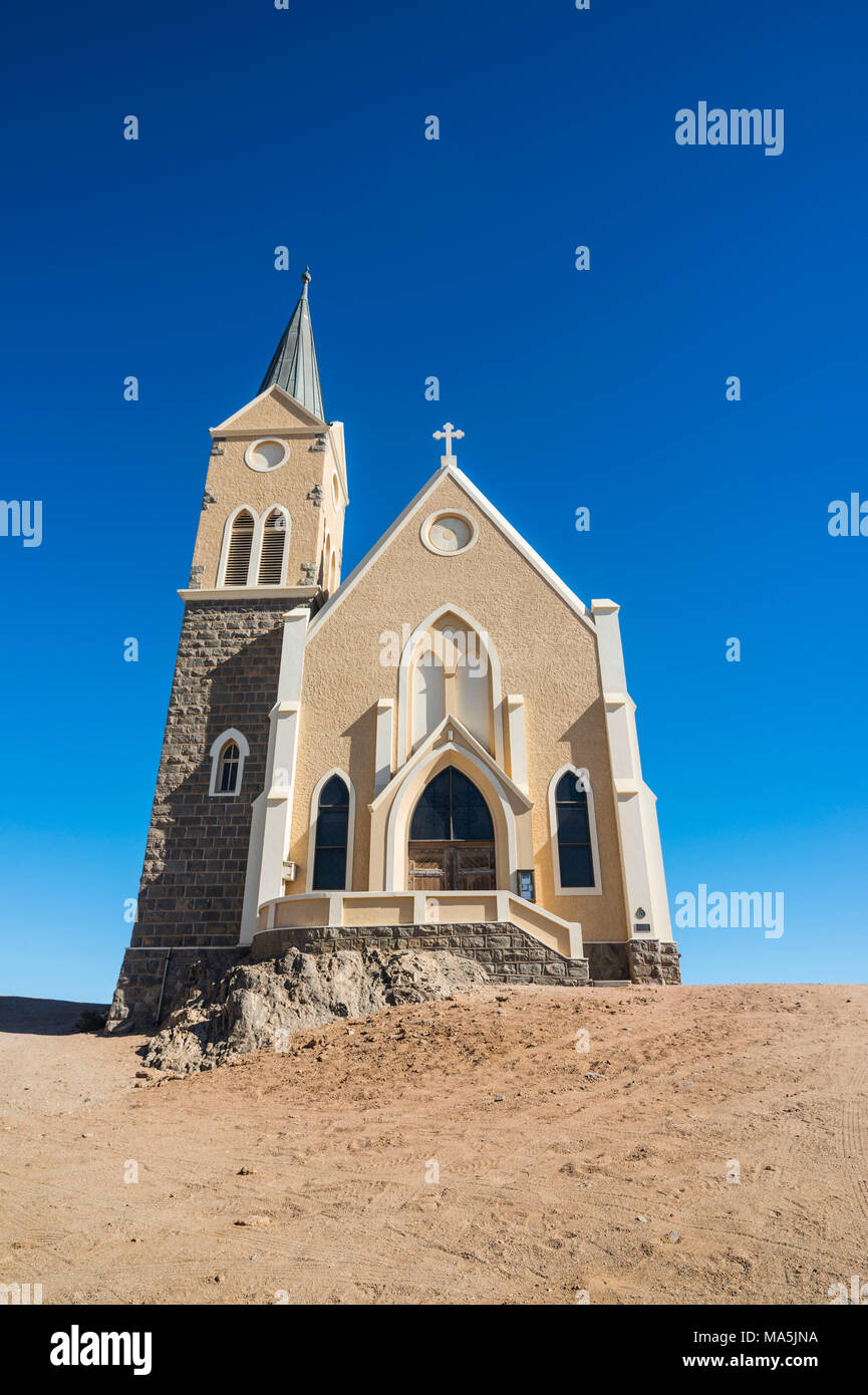 Famous Felsenkirche (rock church), a colonial church, Luederitz, Namibia Stock Photo