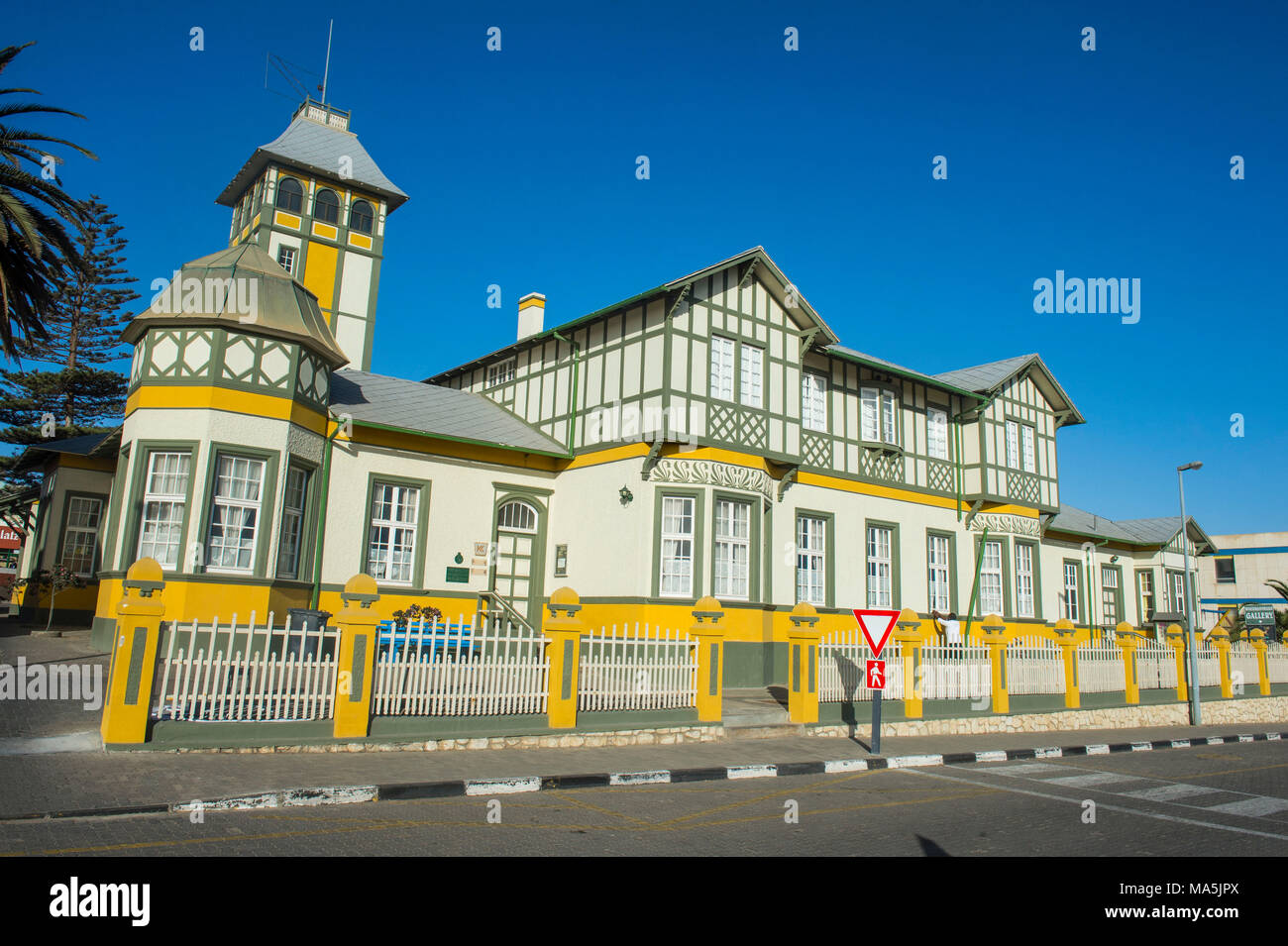 Colonial buildings in Swakopmund, Namibia Stock Photo