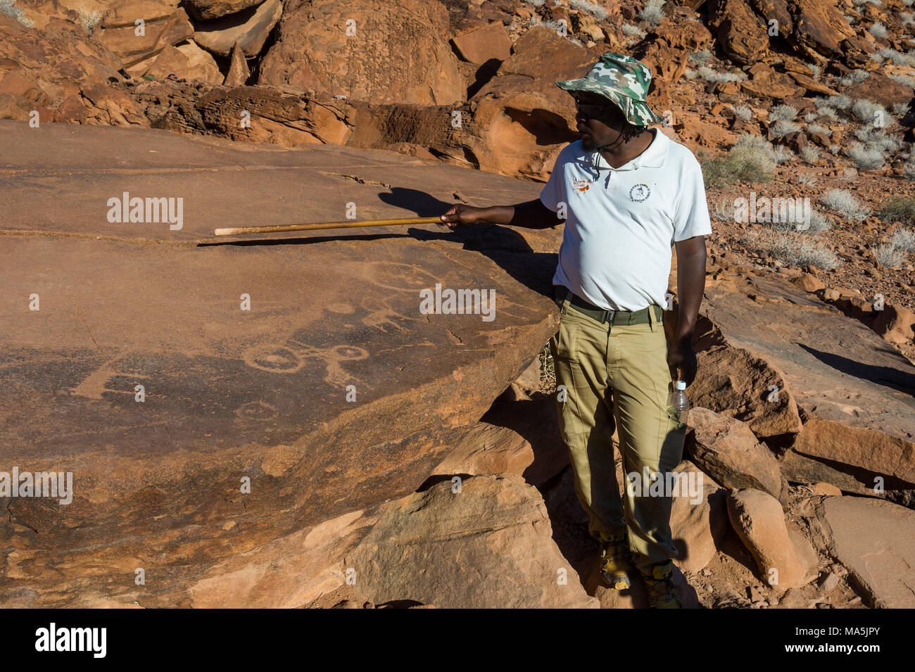 ancient rock engravings, Unesco world heritage sight, Twyfelfontein, Namibia Stock Photo