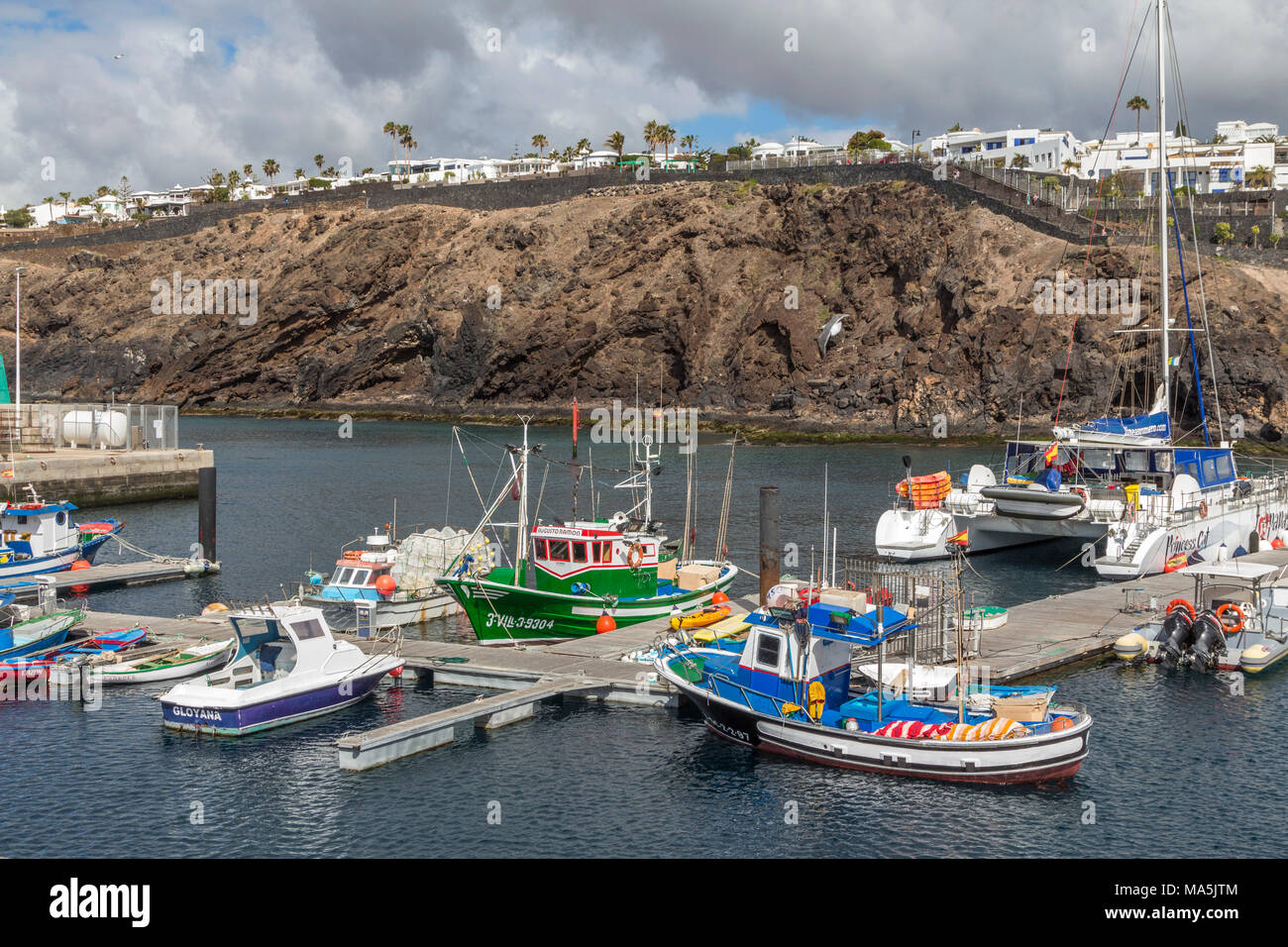 Puerto del Carmen old town harbour, Holiday resort canary island of