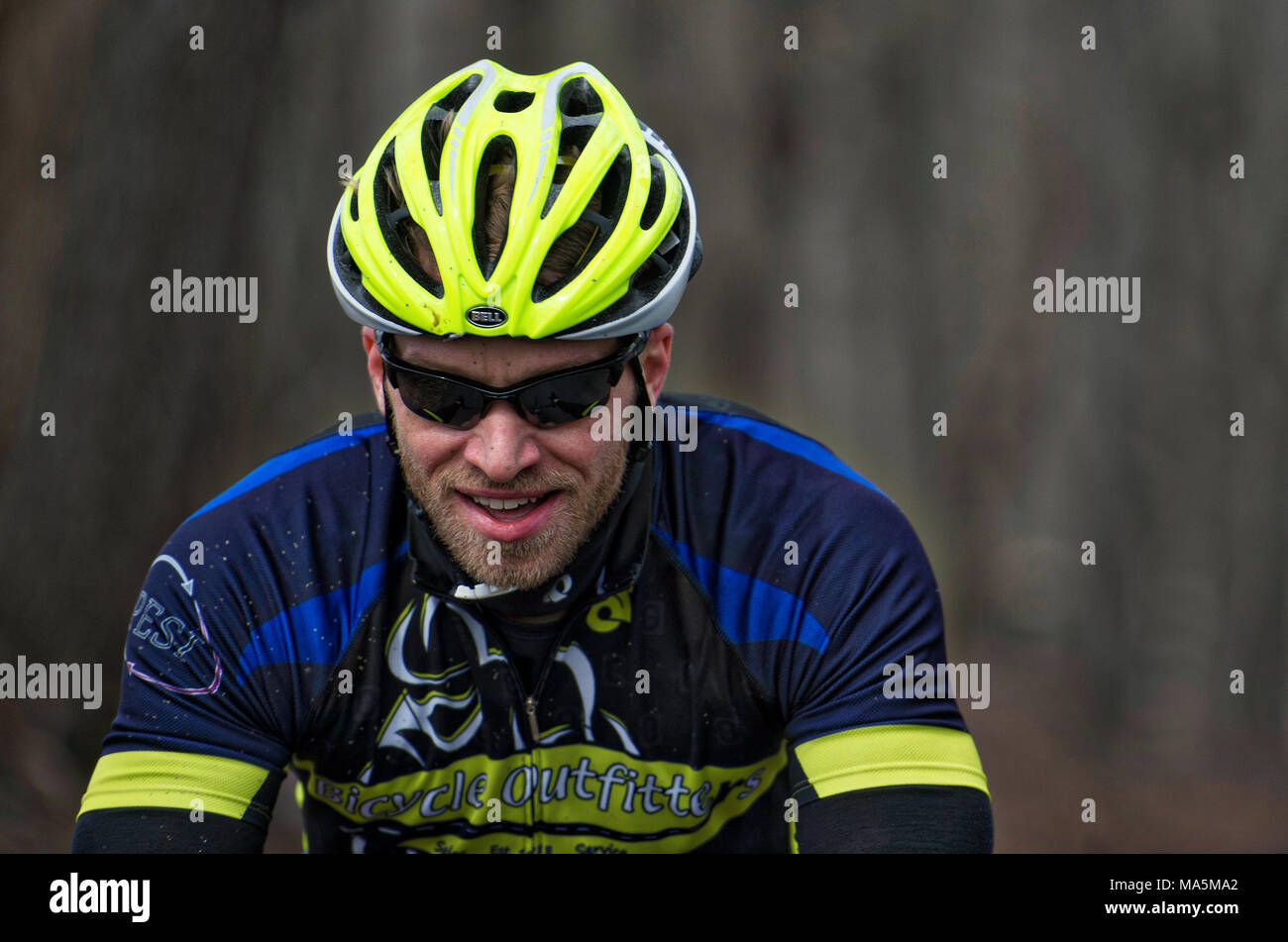 UNITED STATES: March 29, 2018: Bicycle riding has become really popular on the historic gravel roads in in Western Loudoun County Virginia. (Photo by  Stock Photo