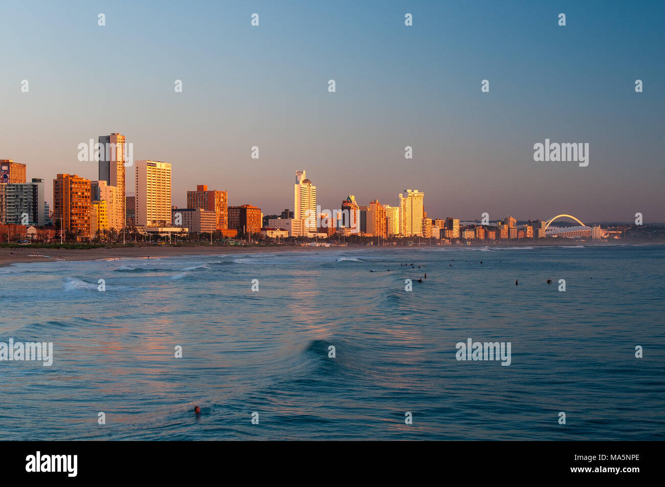 Durban beacfront skyline at sunrise Stock Photo Alamy