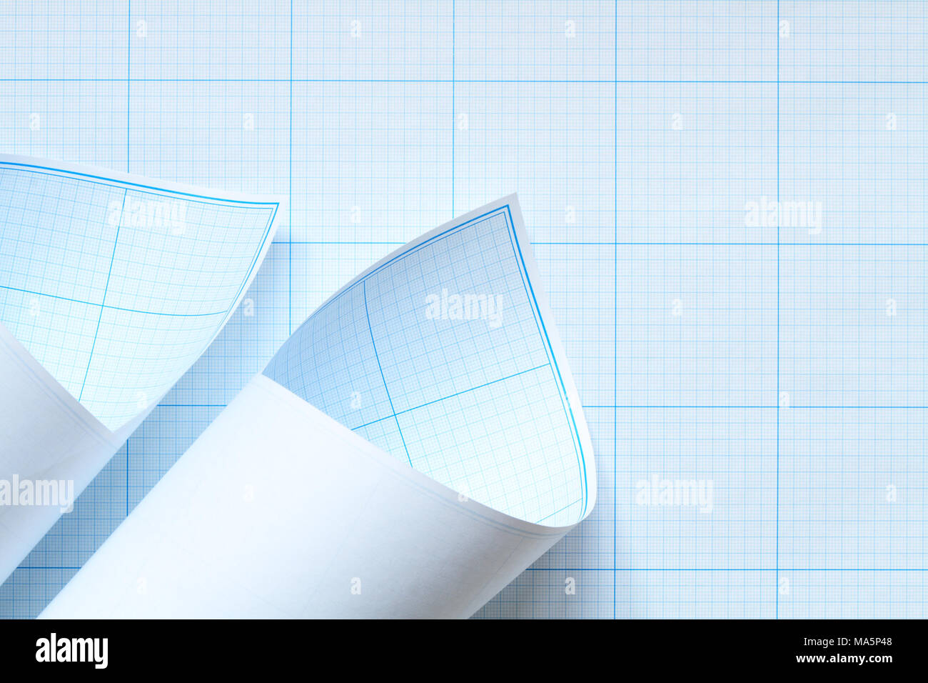 Background made from blue graph paper sheets Stock Photo