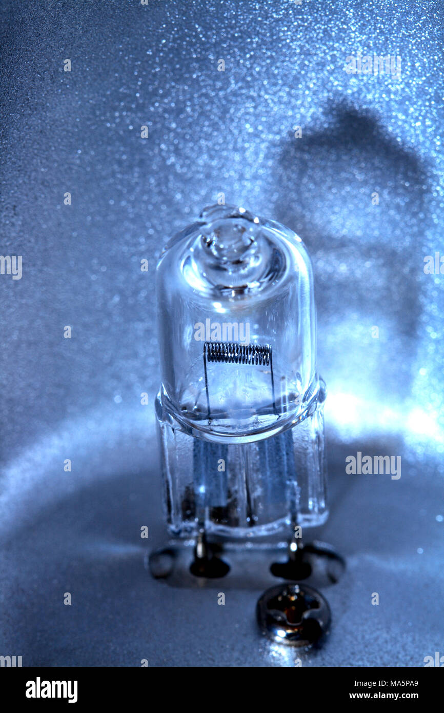 Extreme closeup of small modern halogen light bulb Stock Photo Alamy