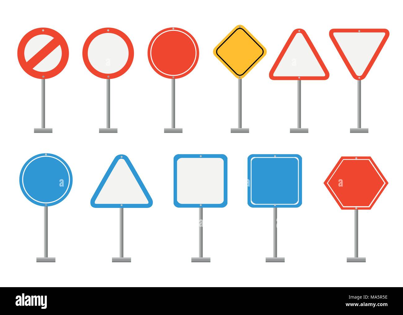 Set of road signs. Road signs with place for your symbols or picture. Vector illustration isolated on white background. Website page and mobile app de Stock Vector