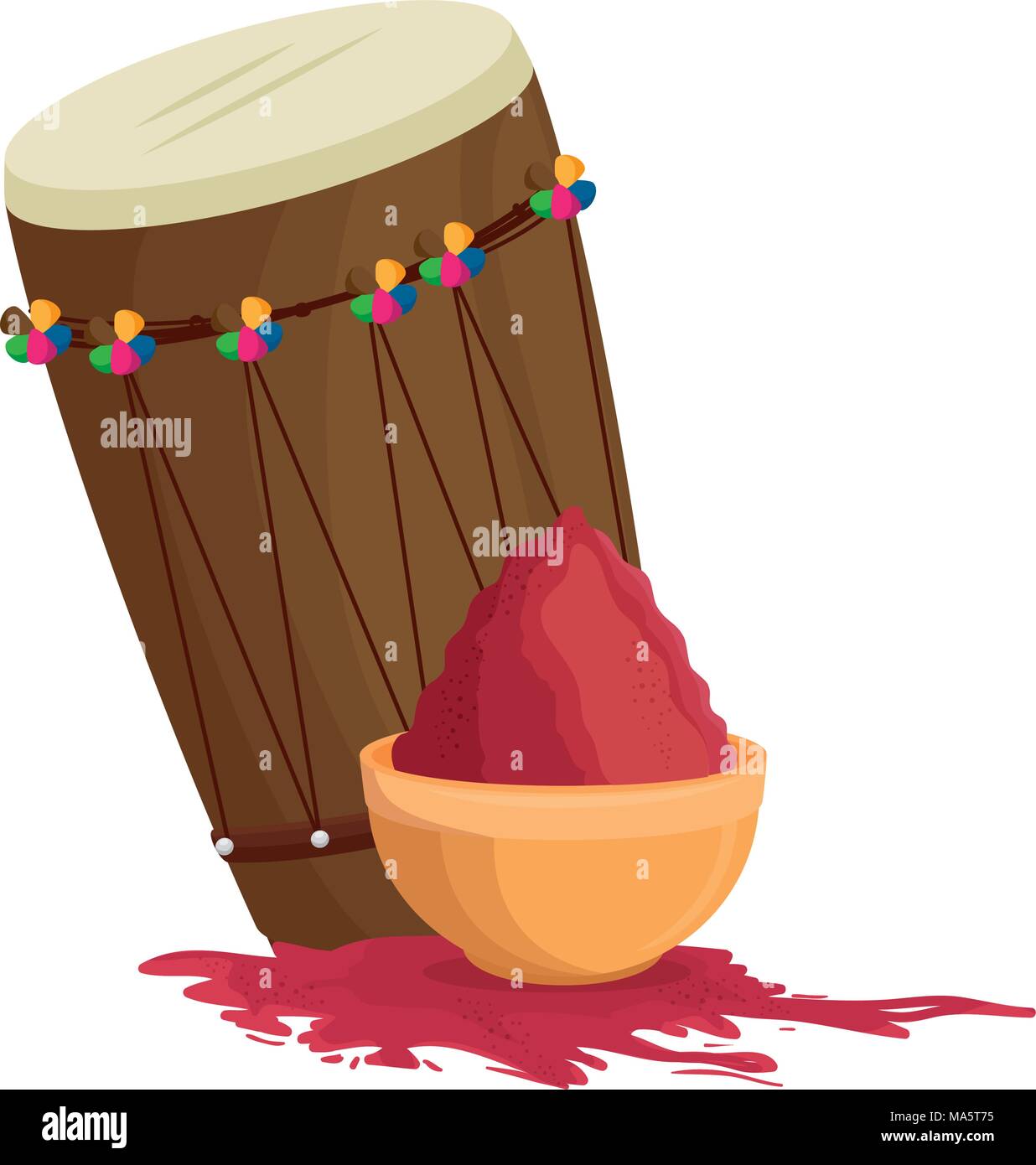 holy drum with color powder in pot vector illustration design Stock