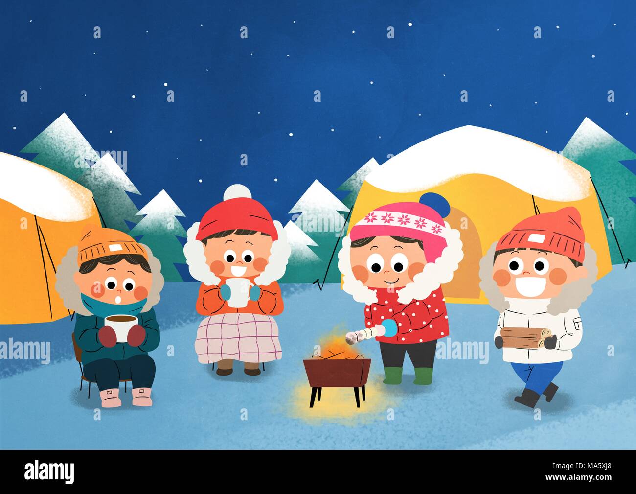 Vector illustration - children who enjoying winter activities during the  winter season. 009 Stock Vector Image & Art - Alamy
