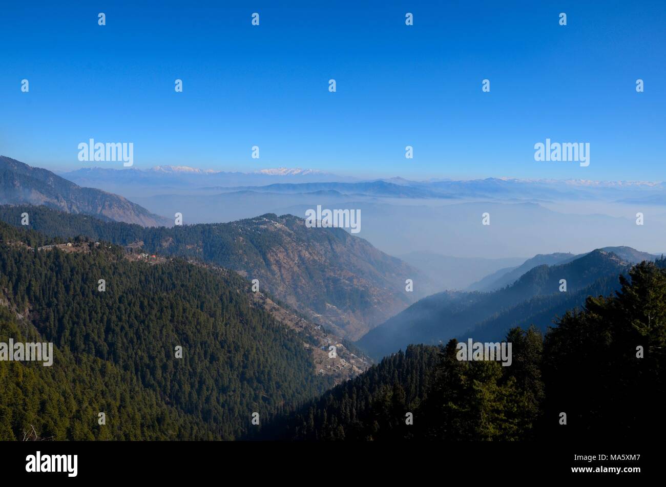 Himalaya mountain peaks seen on Road between Murree and Nathia Gali North Pakistan Stock Photo