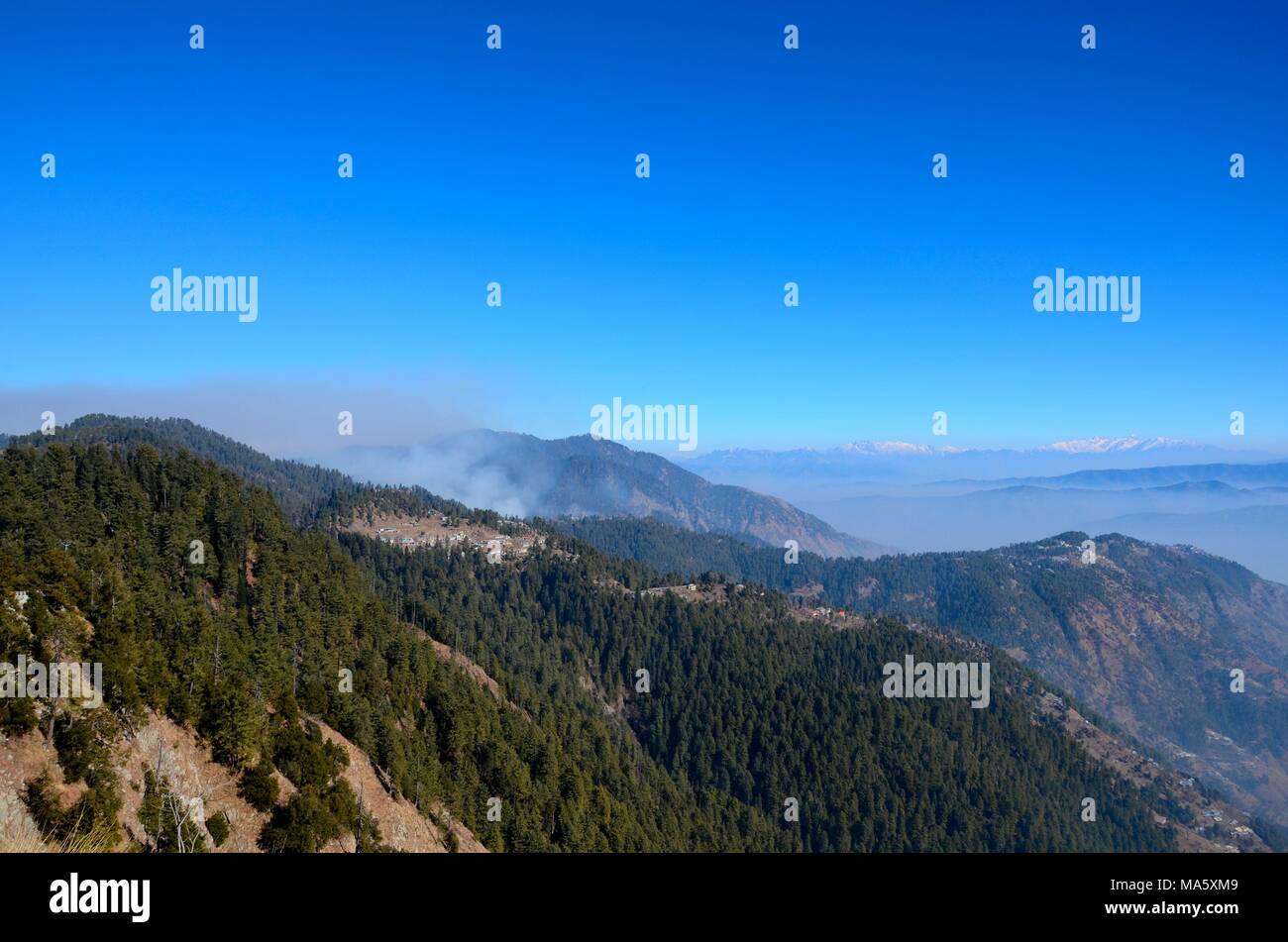 Himalaya mountain peaks seen on Road between Murree and Nathia Gali North Pakistan Stock Photo
