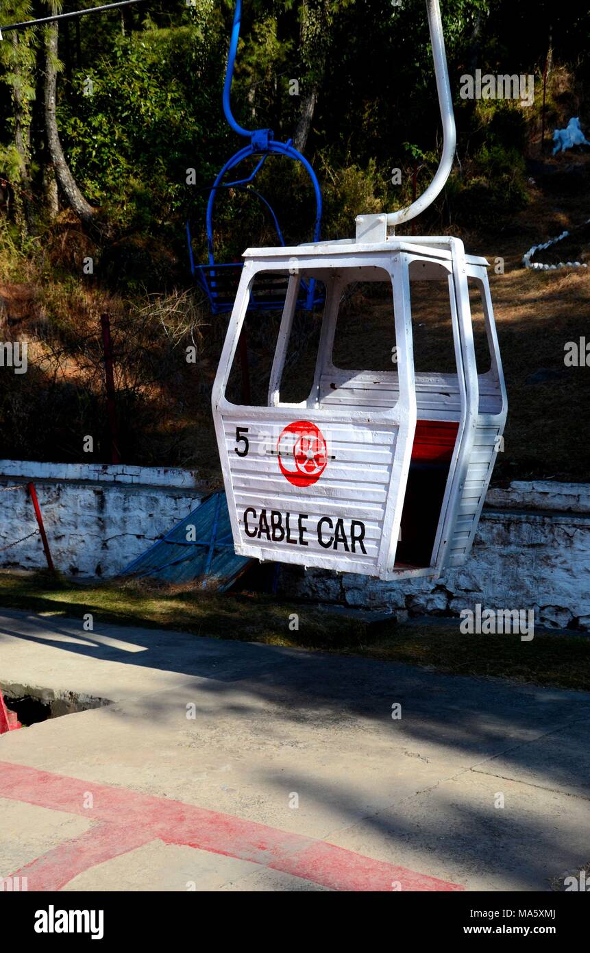Pretend cable car on Pindi Point chair lift in Murree Punjab North Pakistan Stock Photo
