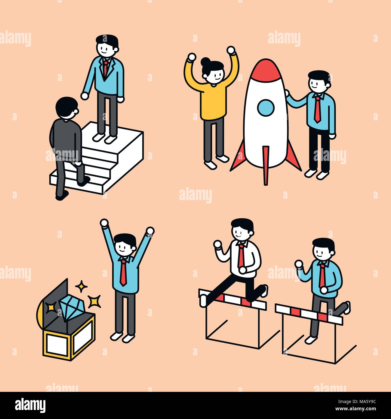 Vector - Teamwork related Flat concept design Set Stick Figure ...