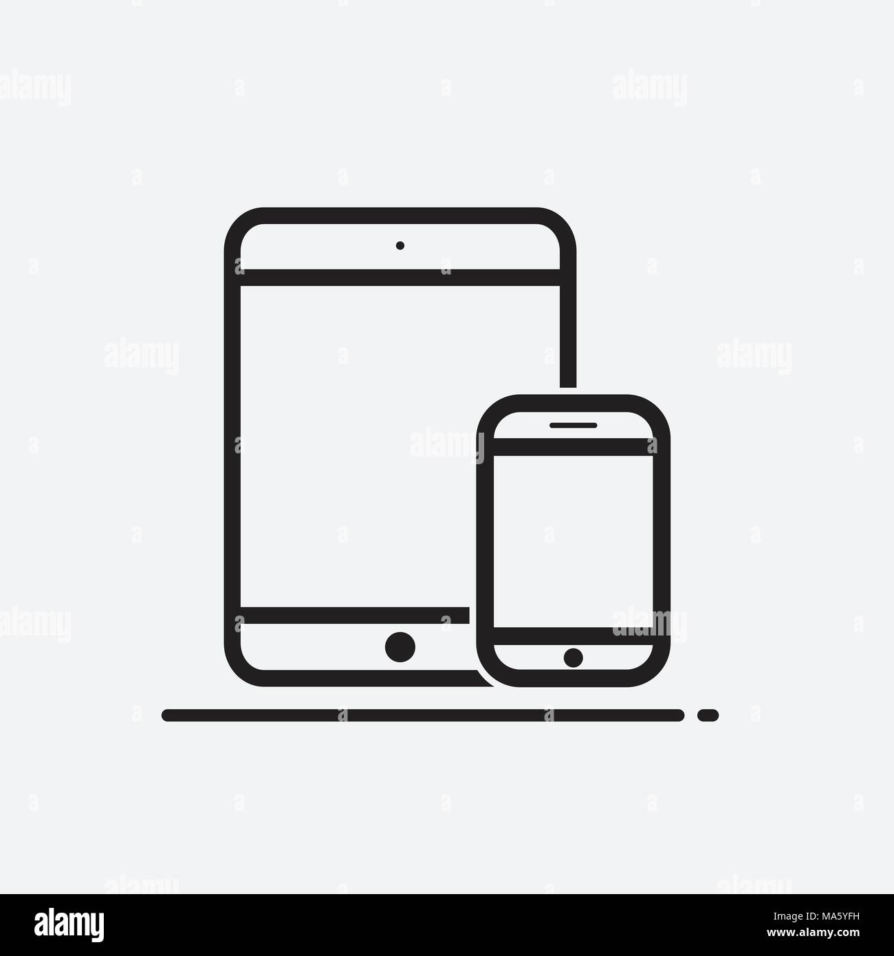 Tablet and Mobile Phone icon on white background Stock Vector
