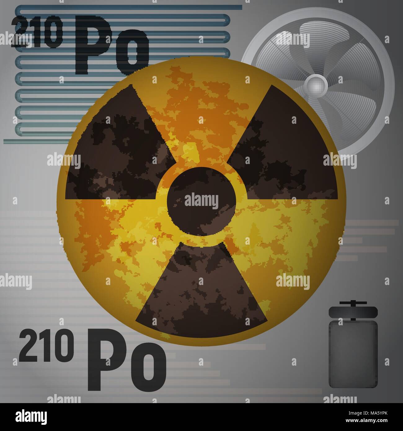 The radioactive isotope polonium 210. Stock Vector