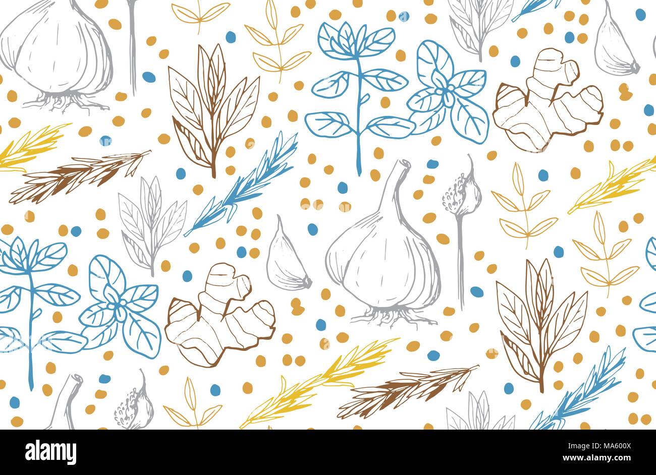 Herbs and medicinal plants seamless pattern Stock Vector Image & Art ...