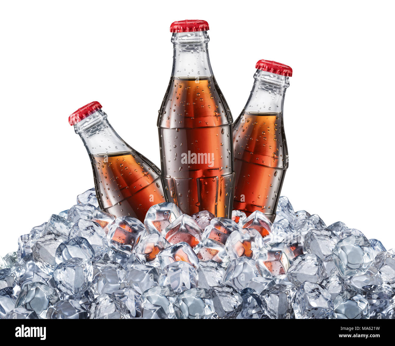 Bottles of Cola or Coke in the ice cubes Stock Photo Alamy