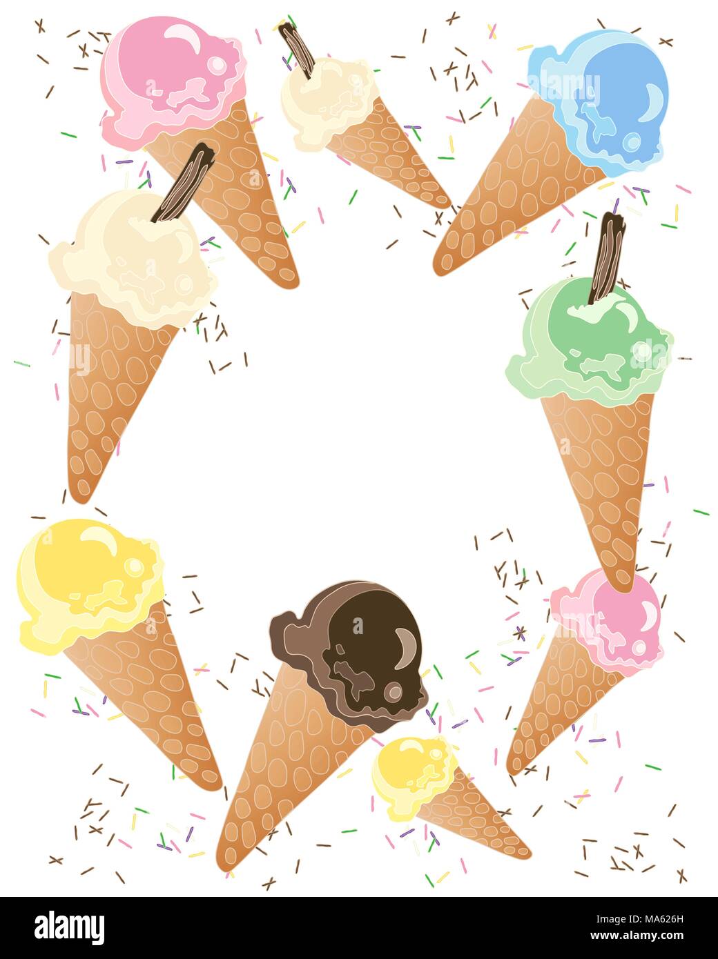 a vector illustration in eps 10 format of colorful ice cream cones with ...