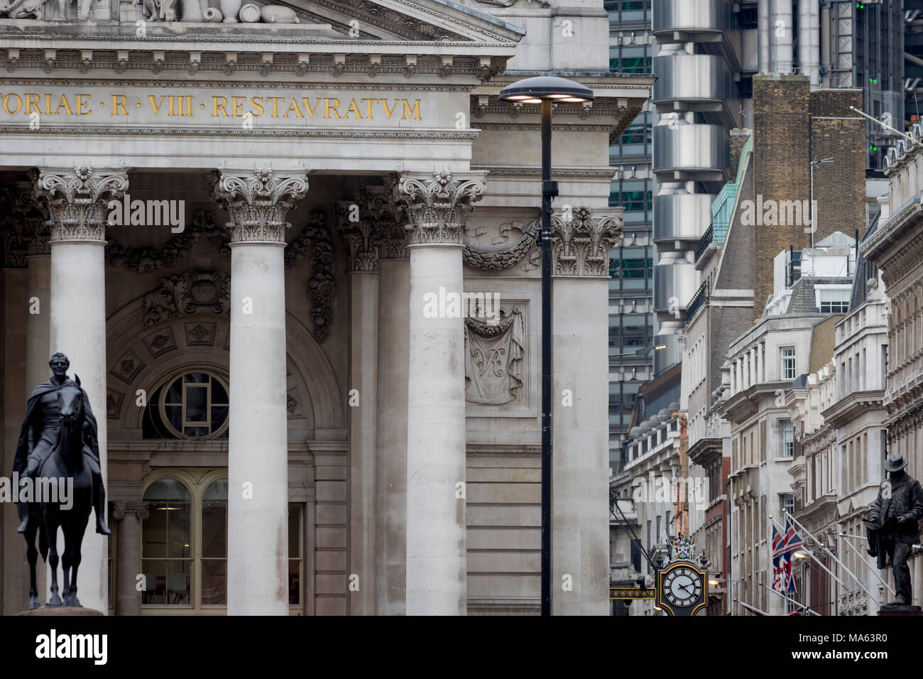 The Equestrian statue of the Duke of Wellington (L) and civil engineer