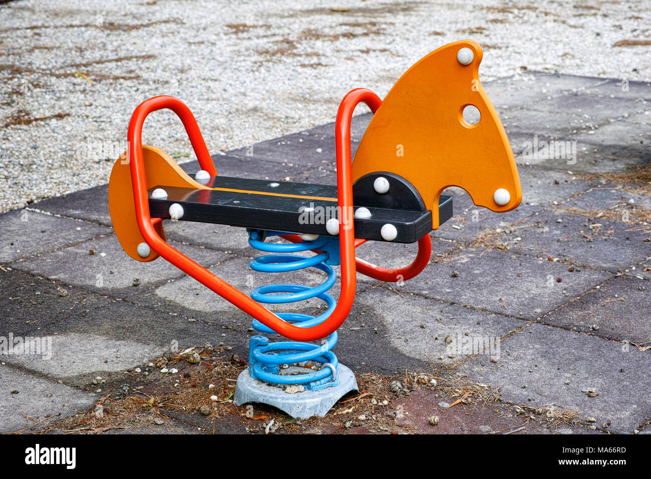 Seesaw on child playground in park Stock Photo Alamy