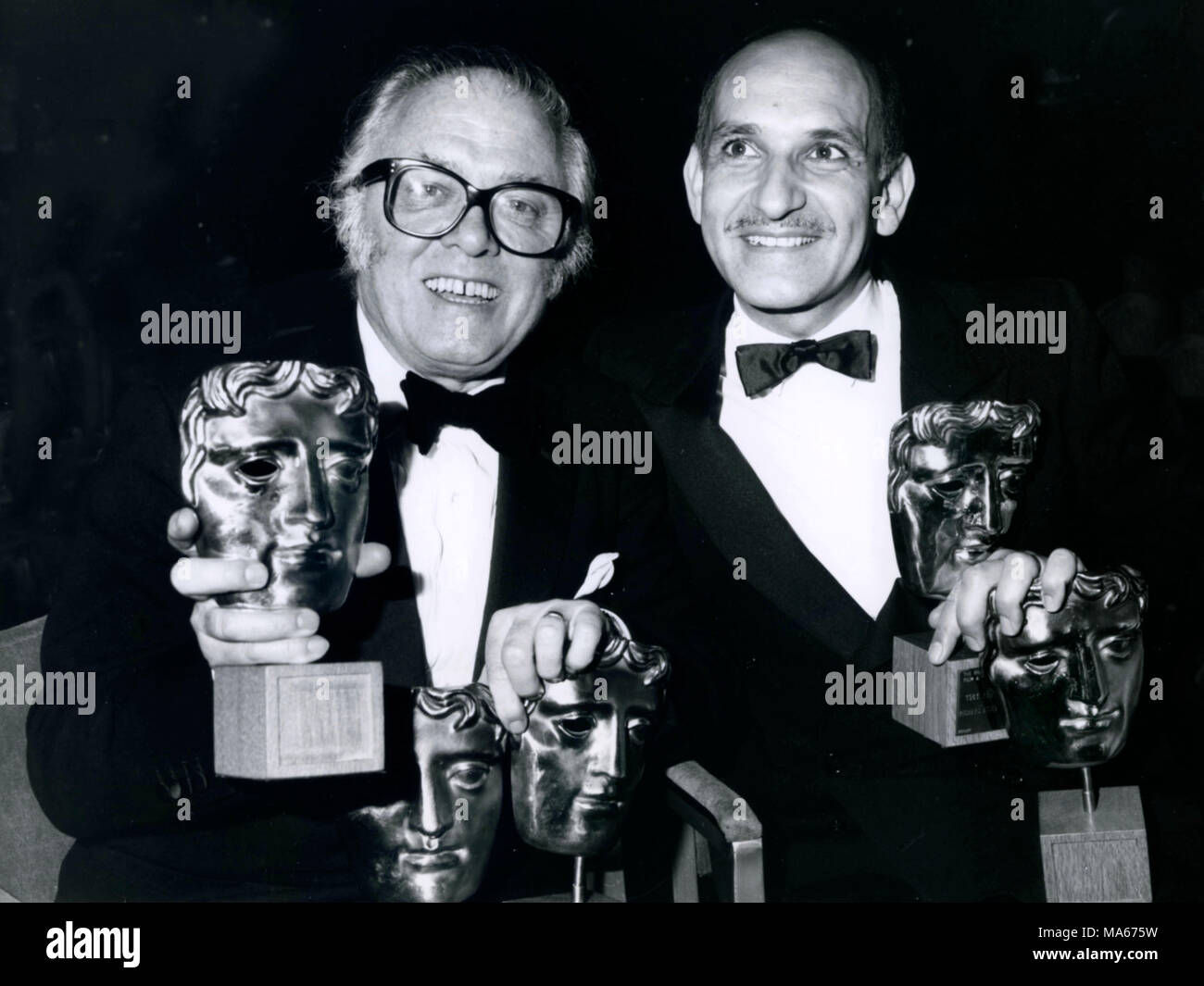 Sir Richard Attenborough (left) and Ben Kingsley at the BAFTA Awards 1983 Stock Photo