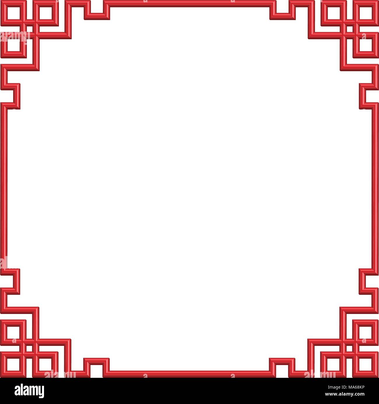 3d Red Chinese Pattern Border Frame Illustration Stock Vector Image Art Alamy