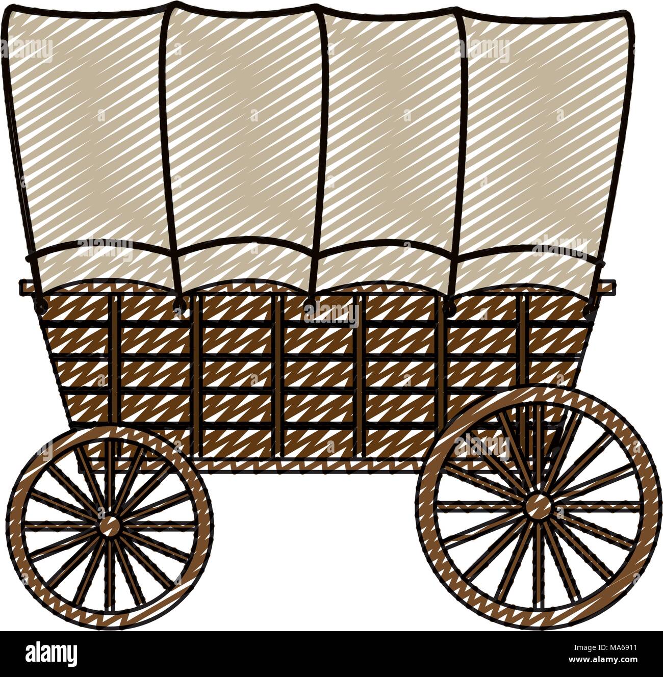 doodle carriege with wheel travel transport vehicle Stock Vector Image