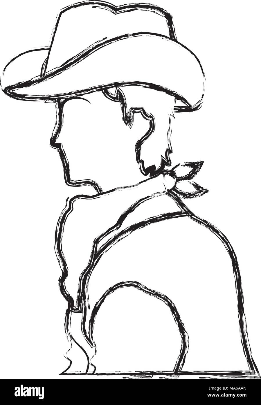 grunge horse rider with hat and kerchief design Stock Vector Image